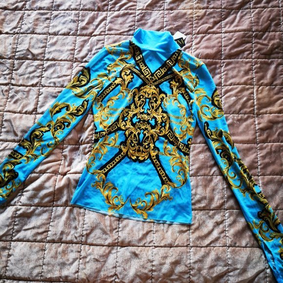 Statement VERSACE inspired sheer turtlenck ~ AFRM size S ~ new with tags - Picture 4 of 4